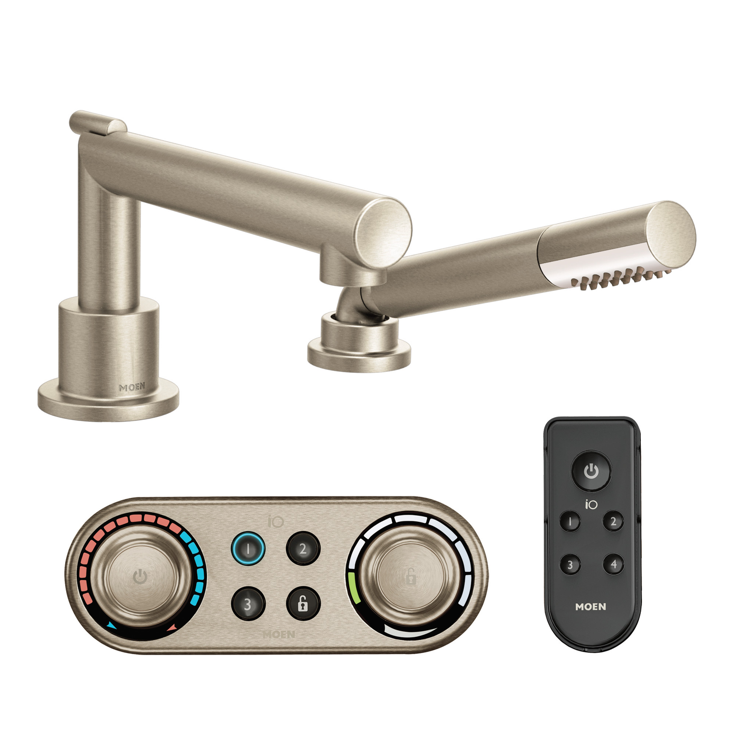 Arris Chrome Roman Tub Faucet including Handheld Shower IO Digital(R) Technology