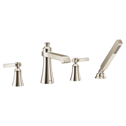 Flara Chrome two-handle high arc roman tub faucet