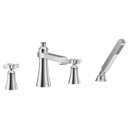 Flara Chrome two-handle high arc roman tub faucet