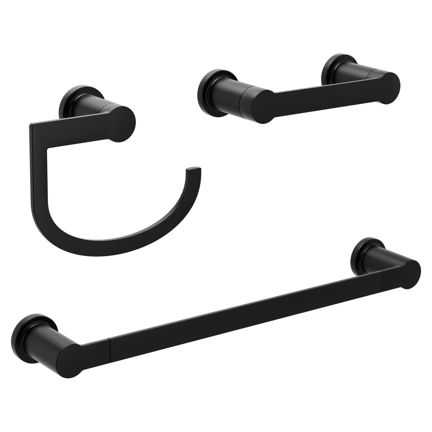 Rinza Matte black pivoting paper holder towel bar towel ring