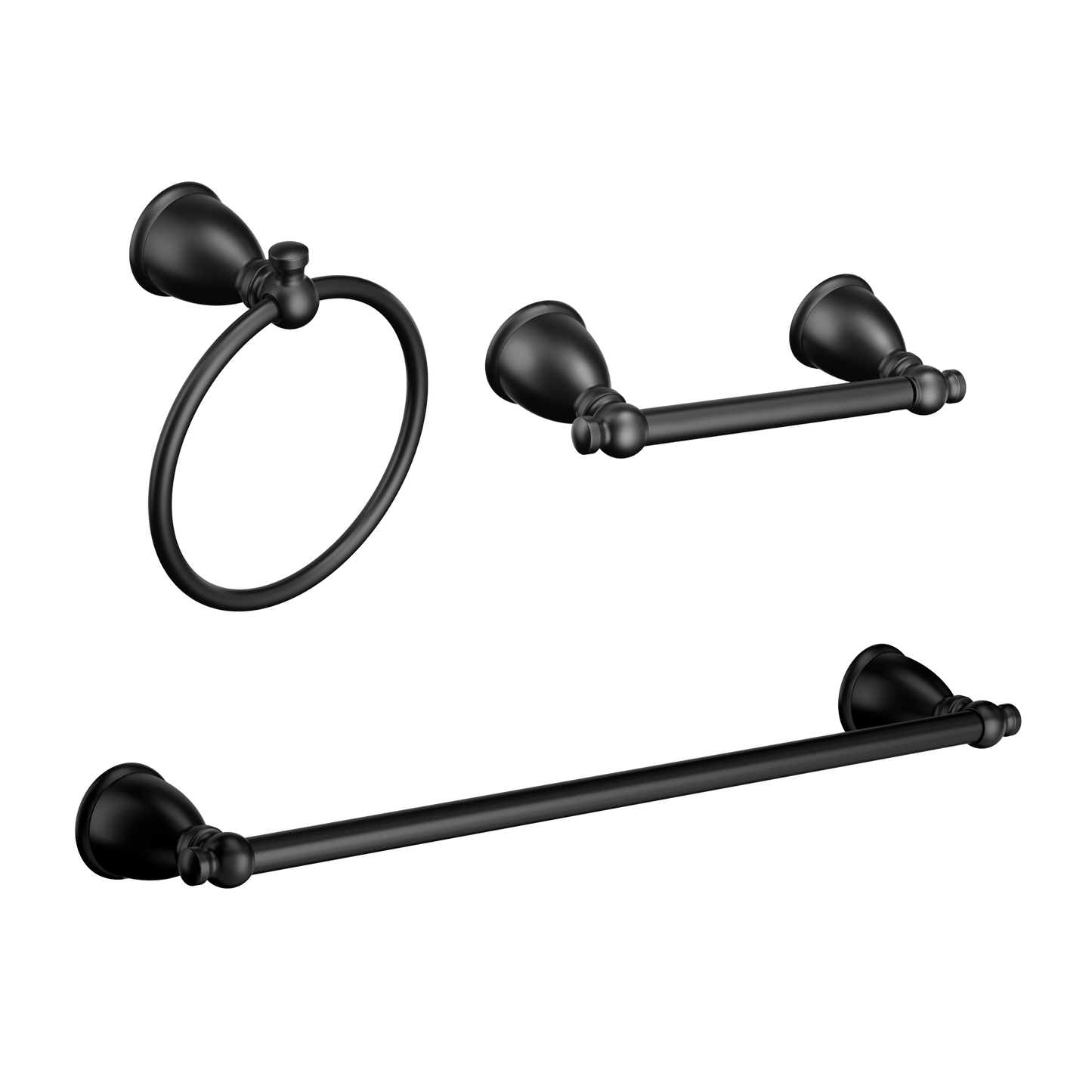 Caldwell Matte black towel bar/towel ring