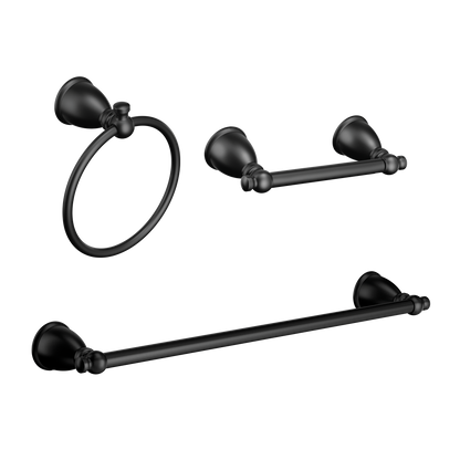 Caldwell Matte black towel bar/towel ring