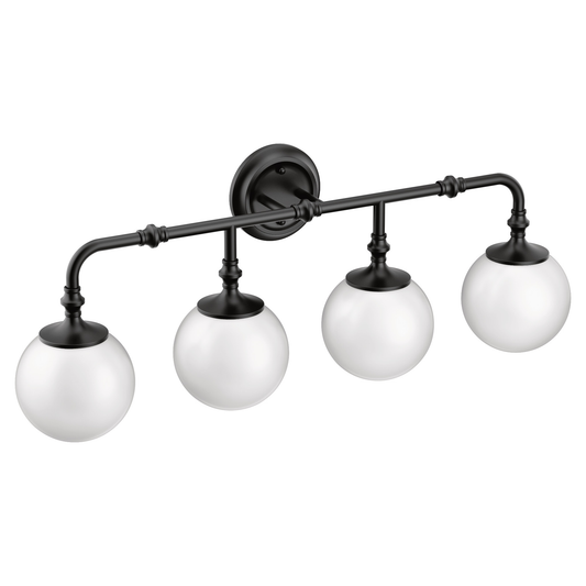 Colinet Matte black four globe bath light